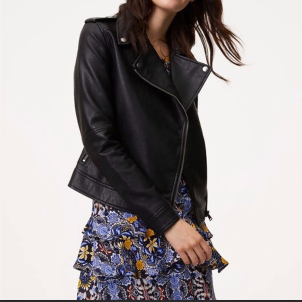 Loft faux leather moto jacket size 6